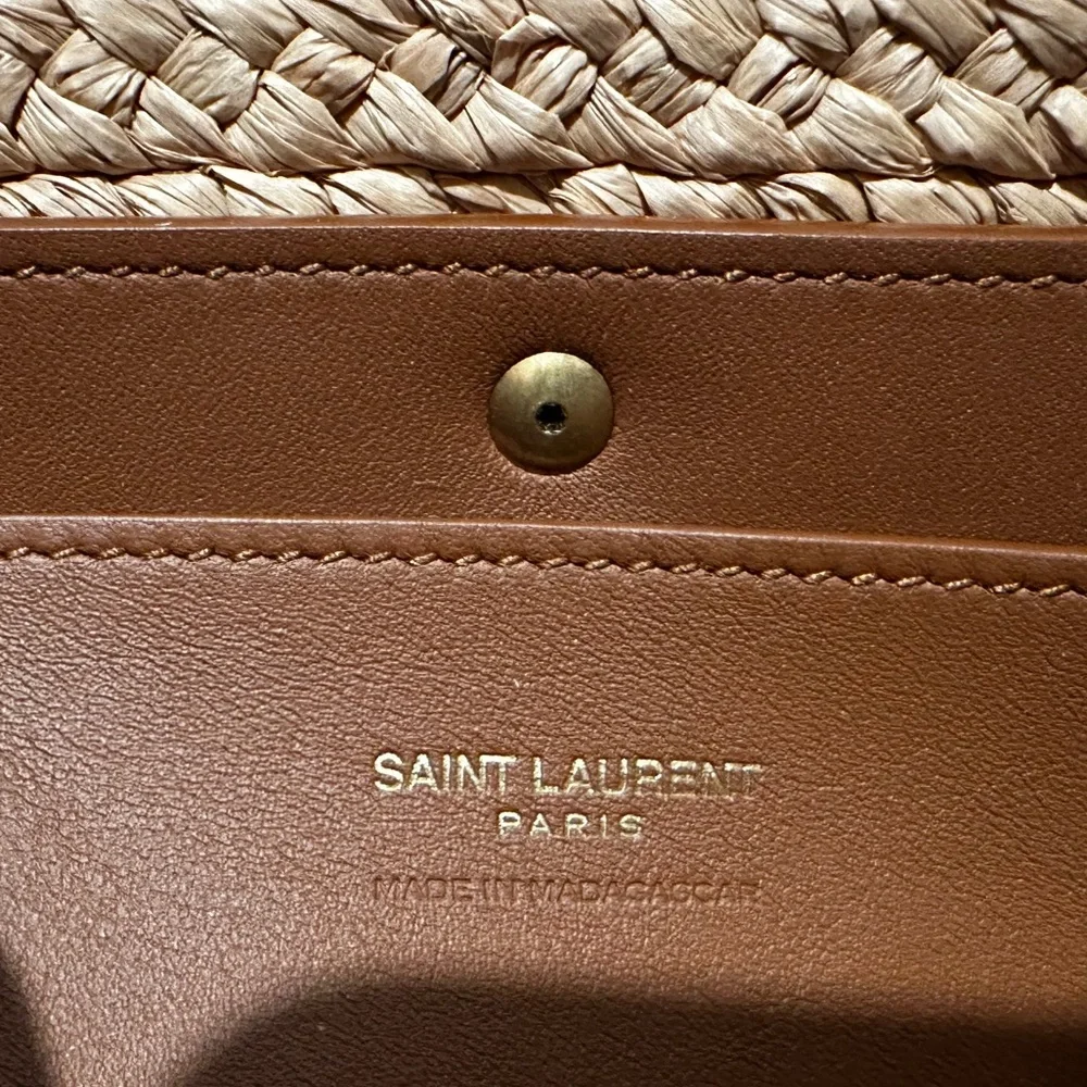Saint Laurent Panier Mini YSL Flap Crossbody Basket Bag in Raffia - Picture 11 of 12